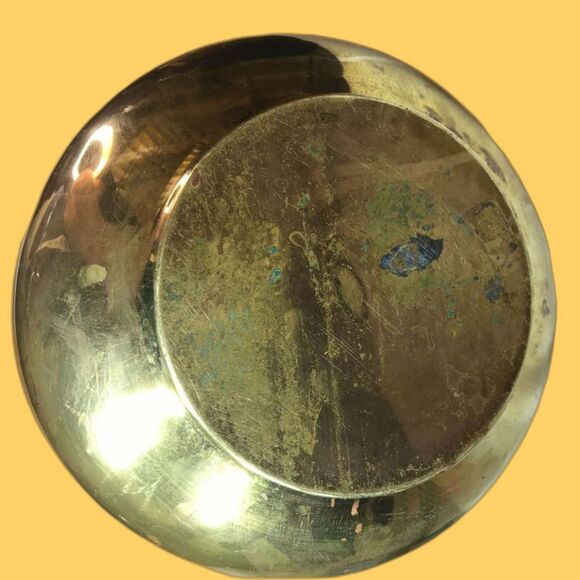 Pacific Railroad Spittoon, brass & copper double sided RR Engine logo - Picture 9 of 9